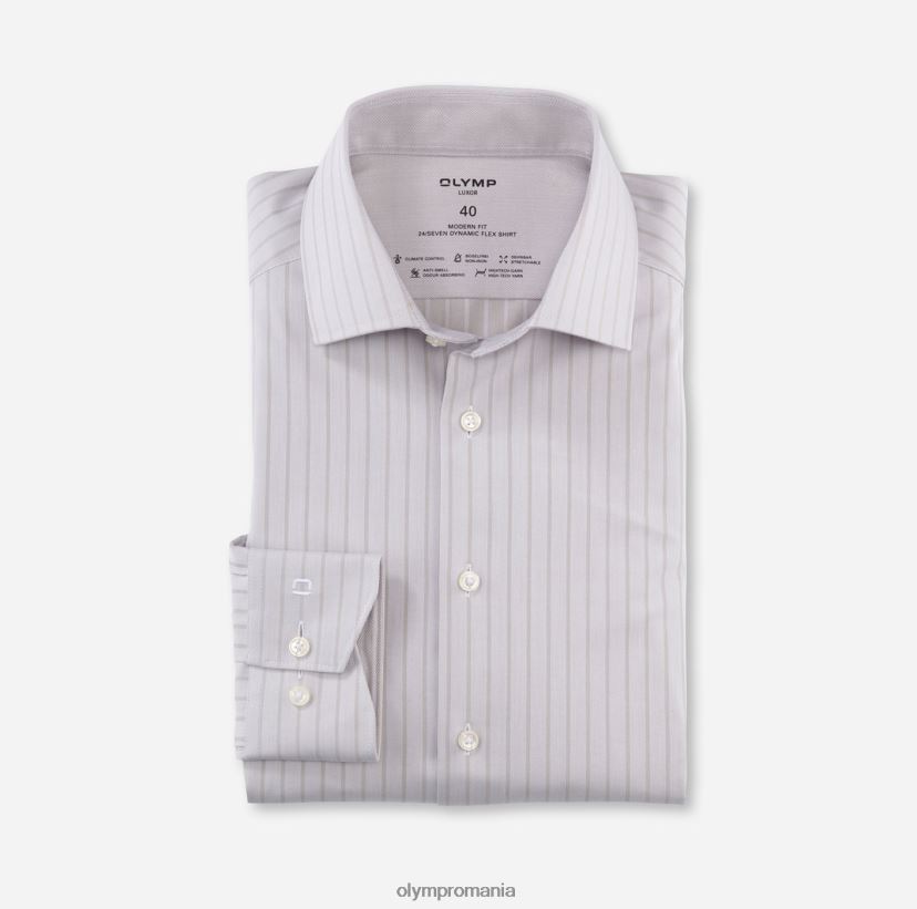 luxor 24/7 modern fit, camasa business, global kent, taupe OLYMP îmbrăcăminte 4Z8LB61032