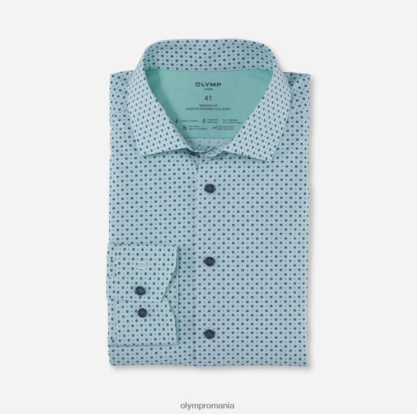luxor 24/7 modern fit, camasa business, global kent, verde deschis OLYMP îmbrăcăminte 4Z8LB61218