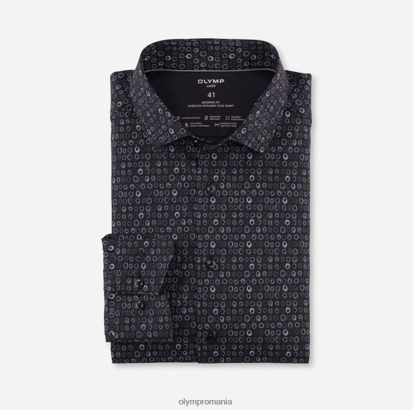 luxor 24/seven modern fit, camasa business, kent modern, negru OLYMP îmbrăcăminte 4Z8LB61284
