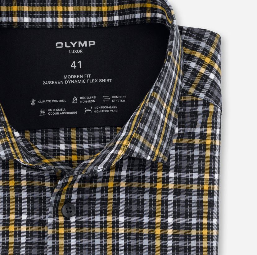 luxor 24/seven modern fit, camasa business, kent modern, negru OLYMP îmbrăcăminte 4Z8LB61370