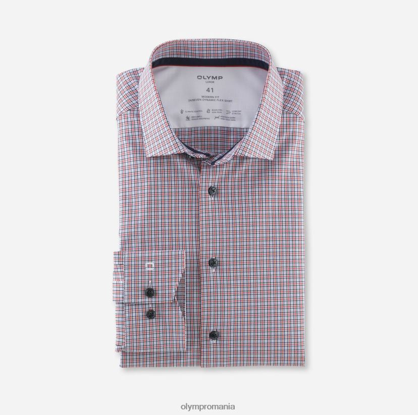 luxor 24/seven modern fit, camasa business, kent modern, rosu OLYMP îmbrăcăminte 4Z8LB61203