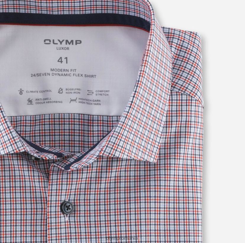 luxor 24/seven modern fit, camasa business, kent modern, rosu OLYMP îmbrăcăminte 4Z8LB61203
