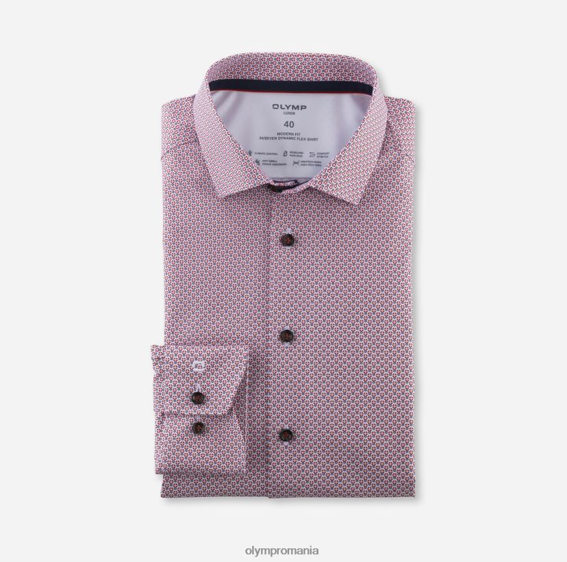 luxor 24/seven modern fit, camasa business, kent modern, rosu OLYMP îmbrăcăminte 4Z8LB61205