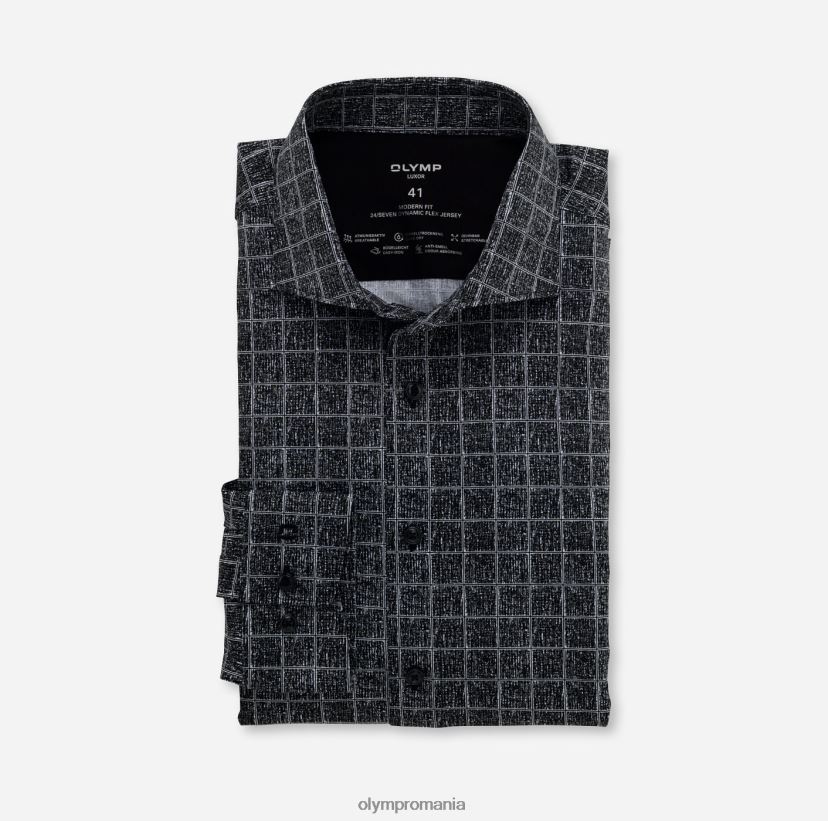 luxor 24/seven modern fit, camasa business, kent, negru OLYMP îmbrăcăminte 4Z8LB61352