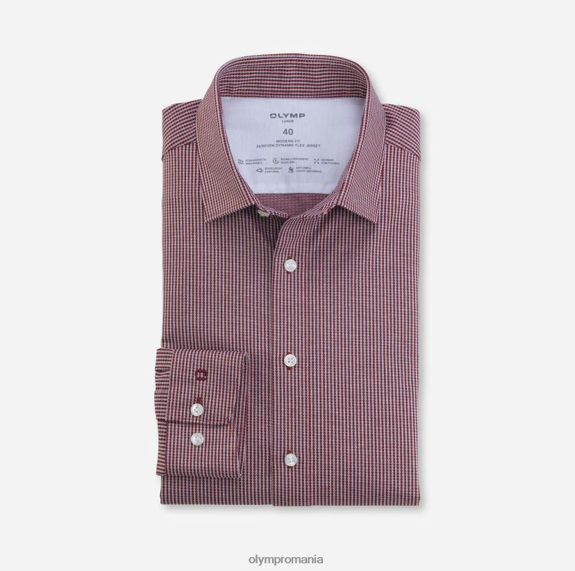 luxor 24/seven modern fit, camasa business, new kent, rosu OLYMP îmbrăcăminte 4Z8LB61330