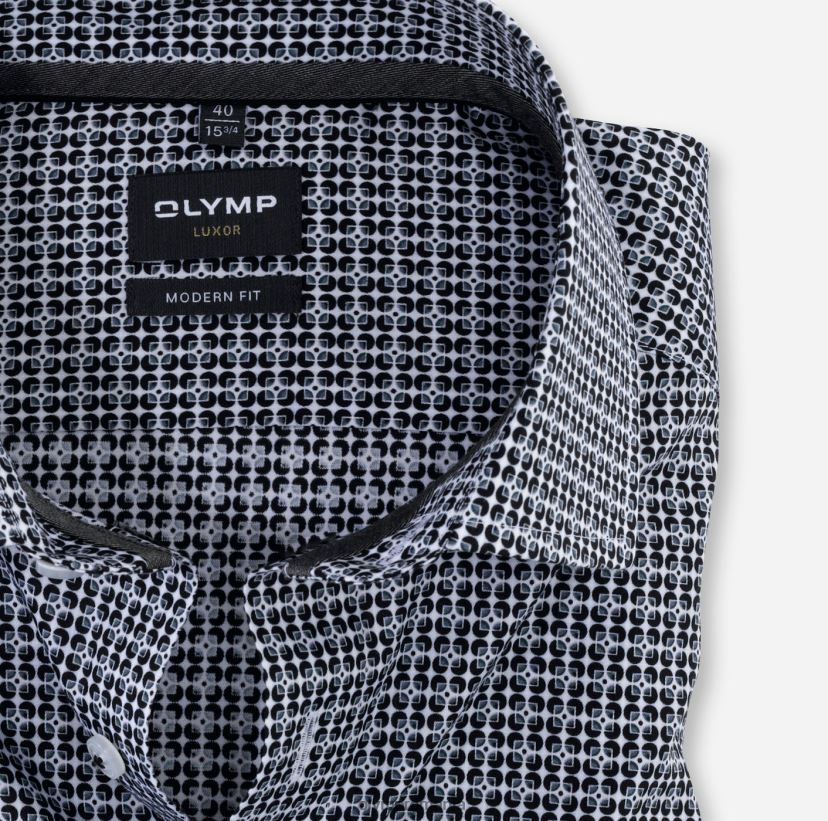 luxor modern fit, camasa business, global kent, negru OLYMP îmbrăcăminte 4Z8LB61365