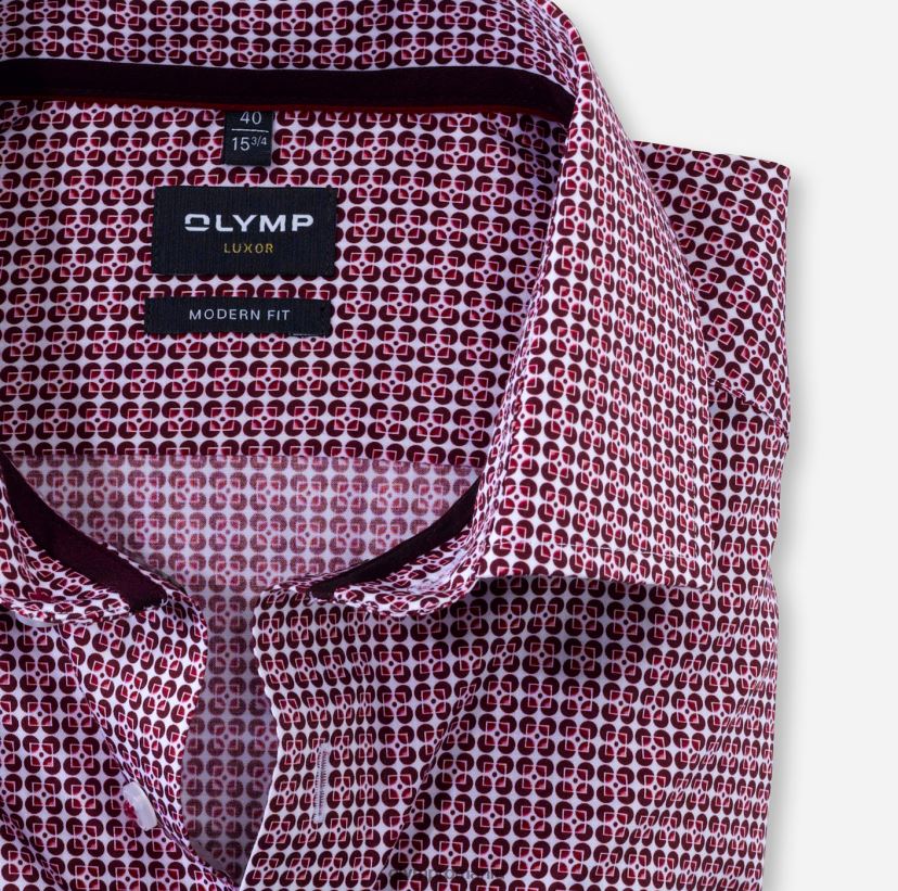 luxor modern fit, camasa business, maneca lunga extra lunga, global kent, granat OLYMP îmbrăcăminte 4Z8LB61442