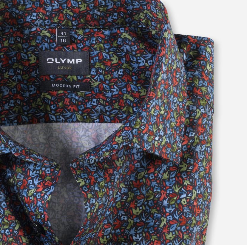 luxor modern fit, camasa business, maneca lunga extra lunga, global kent, rosu OLYMP îmbrăcăminte 4Z8LB61434