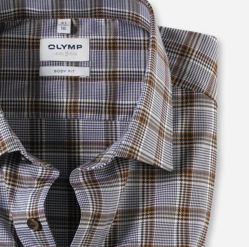 nivel cinci potrivire corporală, cămașă business, New York Kent, maro OLYMP îmbrăcăminte 4Z8LB6427