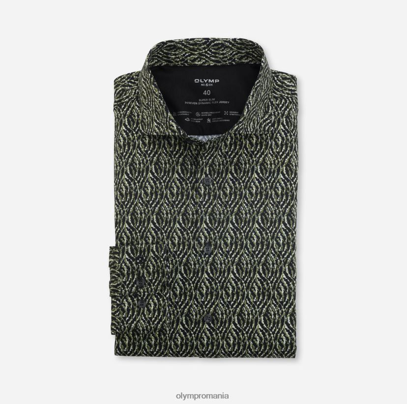 Nu. șase 24/7 super slim, cămașă business, kent, olive OLYMP îmbrăcăminte 4Z8LB6193