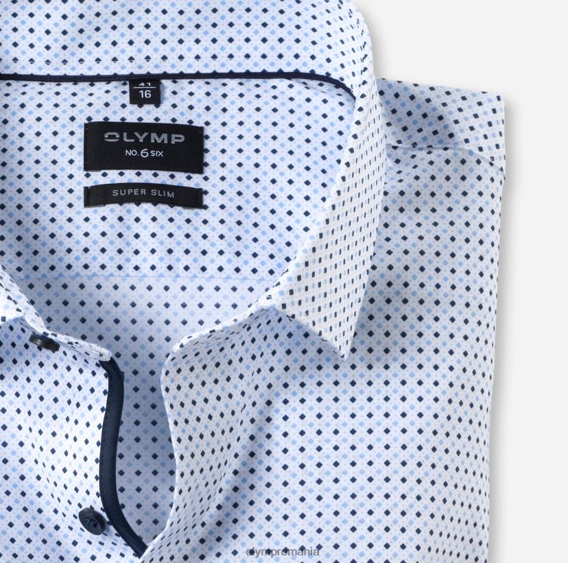 Nu. șase super slim, cămașă business, kent modern, albastru OLYMP îmbrăcăminte 4Z8LB6201