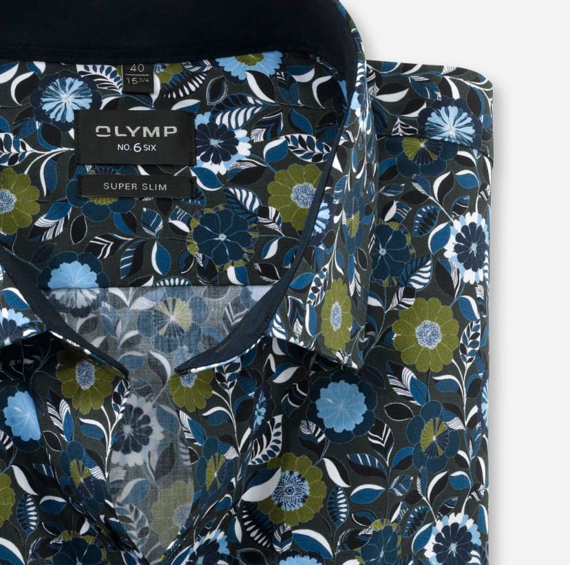 Nu. șase super slim, cămașă business, kent modern, lime OLYMP îmbrăcăminte 4Z8LB610