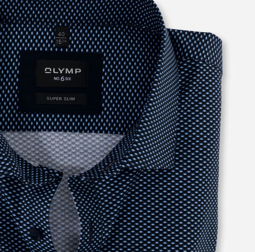 Nu. șase super slim, cămașă business, kent modern, marine OLYMP îmbrăcăminte 4Z8LB6250