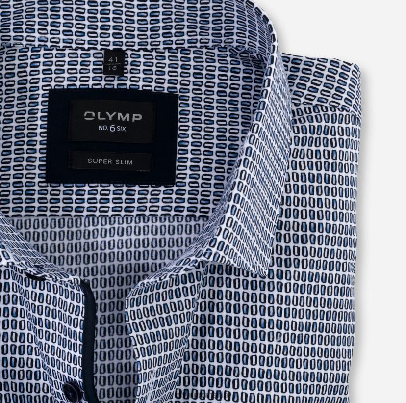 Nu. șase super slim, cămașă business, kent modern, marine OLYMP îmbrăcăminte 4Z8LB6256