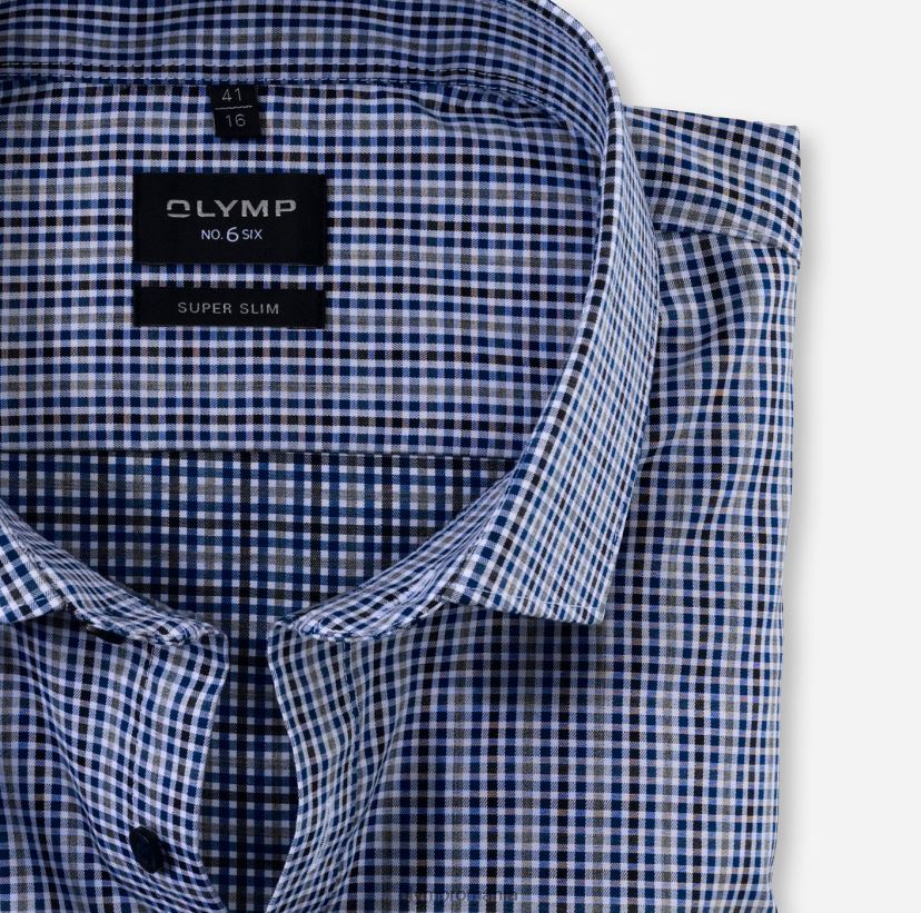 Nu. șase super slim, cămașă business, kent modern, marine OLYMP îmbrăcăminte 4Z8LB6260