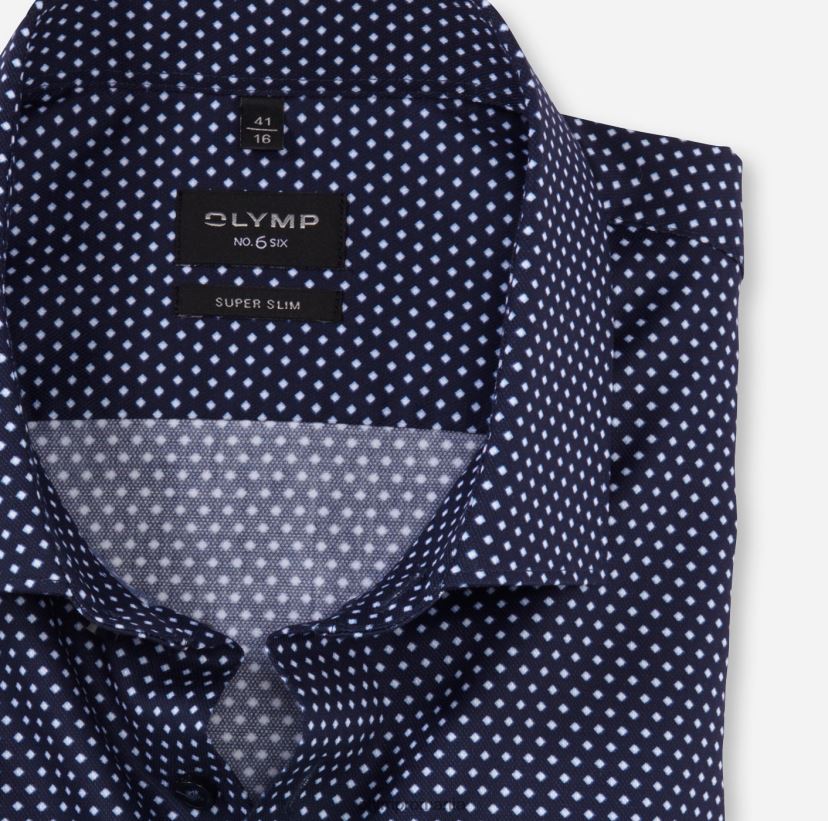 Nu. șase super slim, cămașă business, kent modern, marine OLYMP îmbrăcăminte 4Z8LB656