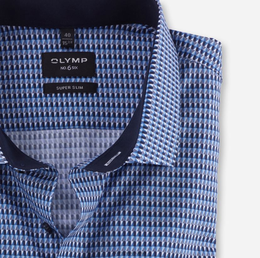 Nu. șase super slim, cămașă business, kent modern, marine OLYMP îmbrăcăminte 4Z8LB660