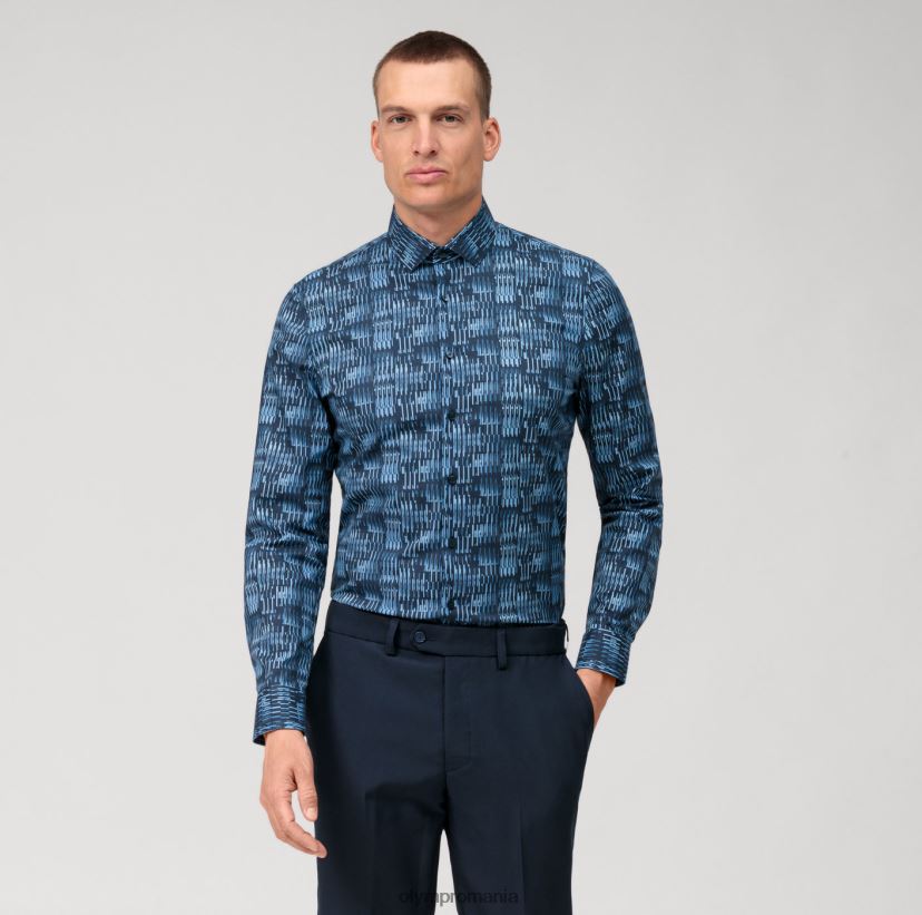 Nu. șase super slim, cămașă business, kent modern, marine OLYMP îmbrăcăminte 4Z8LB682