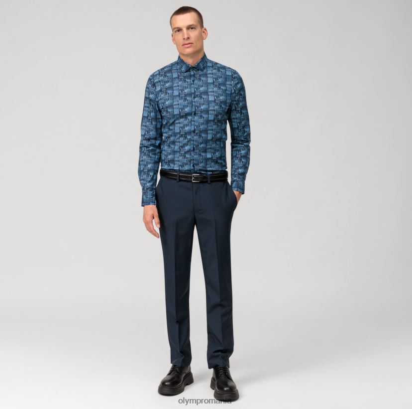 Nu. șase super slim, cămașă business, kent modern, marine OLYMP îmbrăcăminte 4Z8LB682