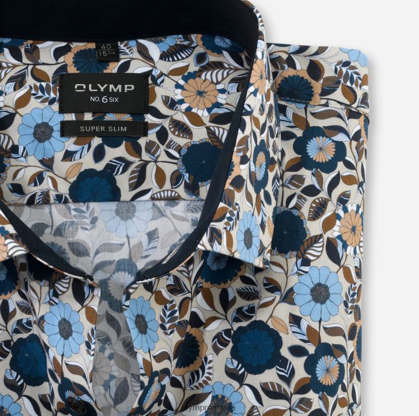 Nu. șase super slim, cămașă business, kent modern, natural OLYMP îmbrăcăminte 4Z8LB6220