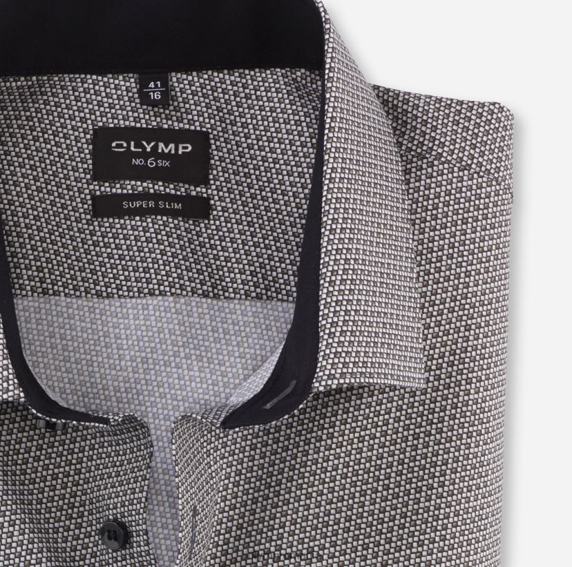 Nu. șase super slim, cămașă business, kent modern, olive OLYMP îmbrăcăminte 4Z8LB6108