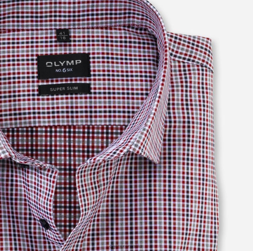 Nu. șase super slim, cămașă business, kent modern, roșu OLYMP îmbrăcăminte 4Z8LB6244