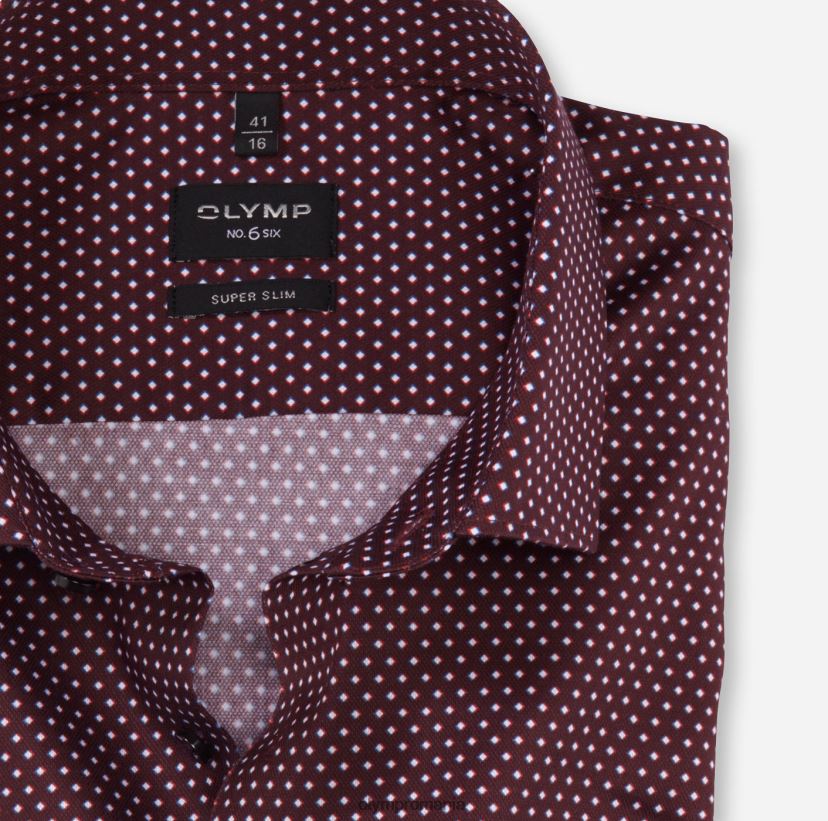 Nu. șase super slim, cămașă business, kent modern, roșu închis OLYMP îmbrăcăminte 4Z8LB672