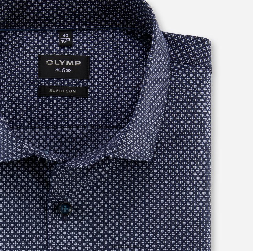 Nu. șase super slim, cămașă business, mânecă lungă extra lungă, kent modern, marine OLYMP îmbrăcăminte 4Z8LB6323