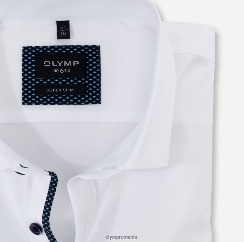 Nu. six super slim, camasa business, maneca lunga extra lunga, kent modern, alb OLYMP îmbrăcăminte 4Z8LB6334