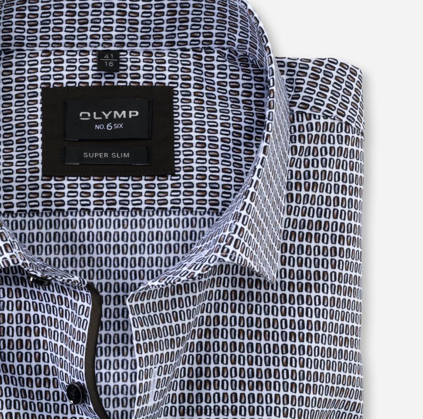 Nu. six super slim, camasa business, maneca lunga extra lunga, kent modern, maro OLYMP îmbrăcăminte 4Z8LB6313