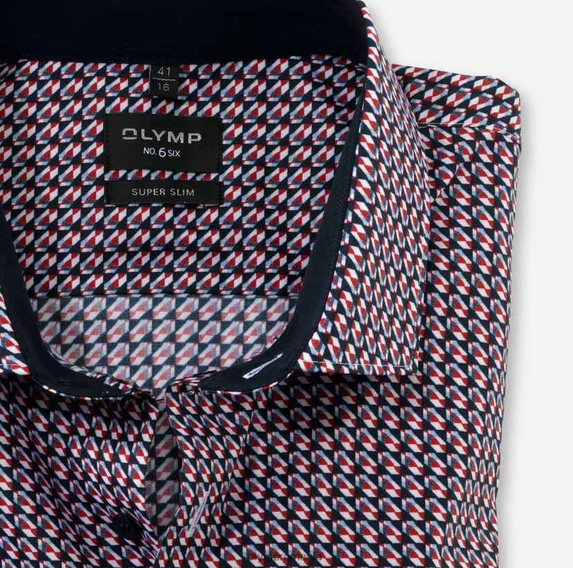 Nu. six super slim, camasa business, maneca lunga extra lunga, kent modern, rosu OLYMP îmbrăcăminte 4Z8LB6308