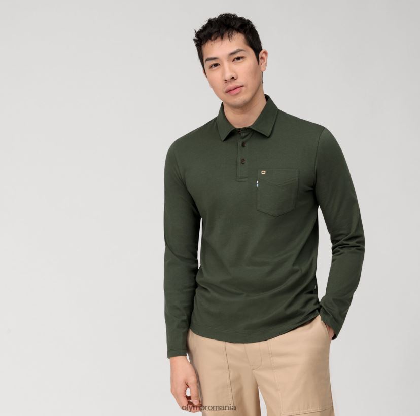 polo casual din tricou cu maneca lunga, verde inchis OLYMP îmbrăcăminte 4Z8LB62120