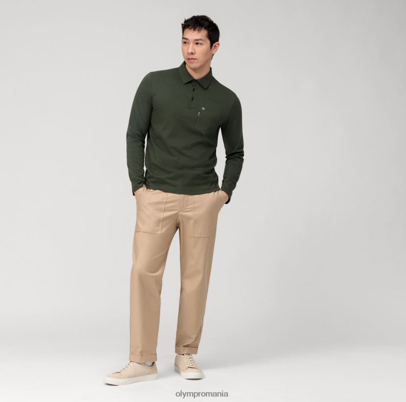polo casual din tricou cu maneca lunga, verde inchis OLYMP îmbrăcăminte 4Z8LB62120