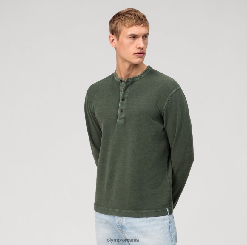polo cu mânecă lungă din tricou casual, gri verde OLYMP îmbrăcăminte 4Z8LB62115