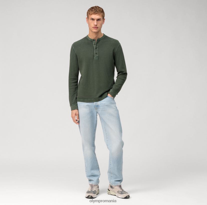 polo cu mânecă lungă din tricou casual, gri verde OLYMP îmbrăcăminte 4Z8LB62115