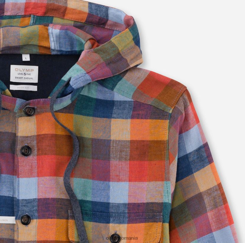 Cămașă casual inteligentă de nivel cinci, cămașă casual, guler ridicat, roșu OLYMP îmbrăcăminte 4Z8LB61981