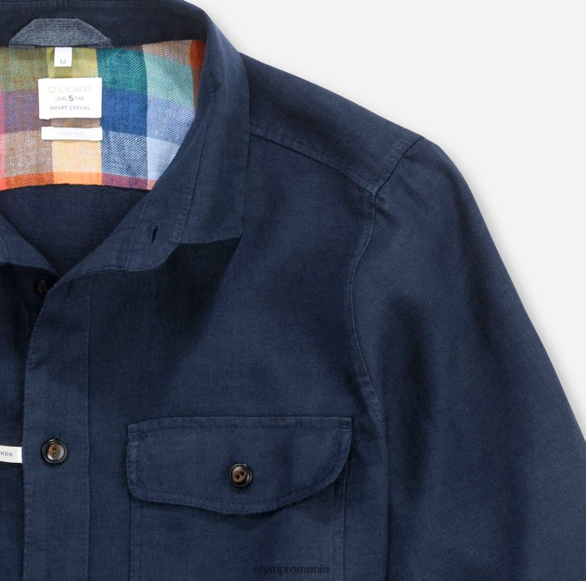 supracămașă casual inteligentă de nivel cinci, cămașă casual, kent, albastru miez de noapte OLYMP îmbrăcăminte 4Z8LB61956