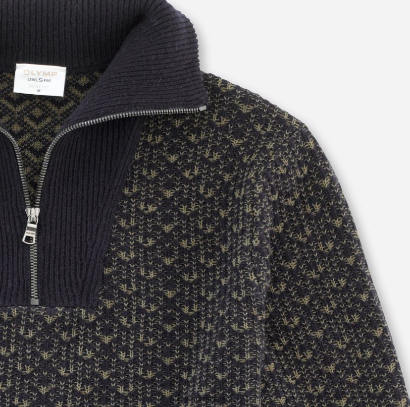 nivel cinci tricotaje body fit, jachetă cu fermoar pulover, marine OLYMP îmbrăcăminte 4Z8LB61873