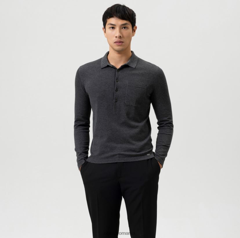 tricotaje nivel cinci body fit, guler polo, antracit OLYMP îmbrăcăminte 4Z8LB61754