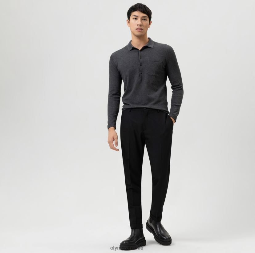 tricotaje nivel cinci body fit, guler polo, antracit OLYMP îmbrăcăminte 4Z8LB61754