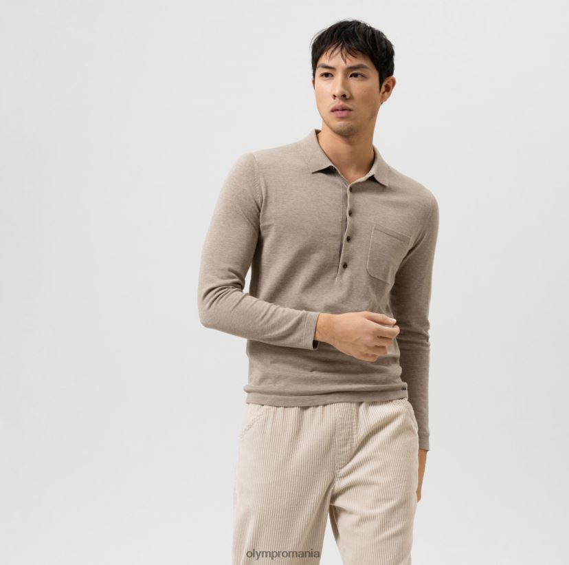 tricotaje nivel cinci body fit, guler polo, cămilă OLYMP îmbrăcăminte 4Z8LB61845