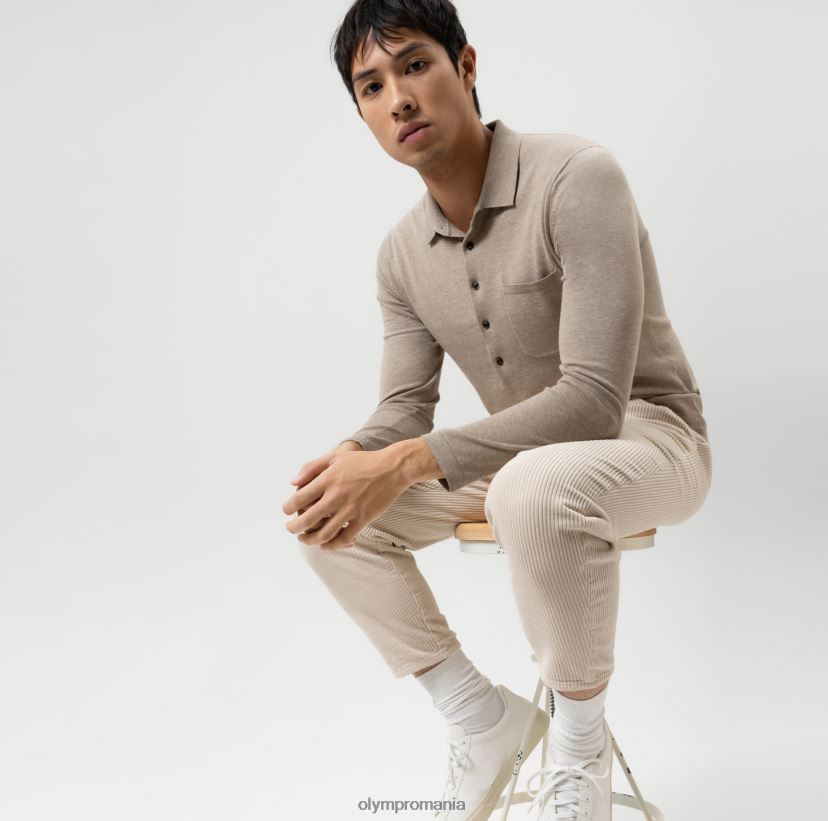 tricotaje nivel cinci body fit, guler polo, cămilă OLYMP îmbrăcăminte 4Z8LB61845