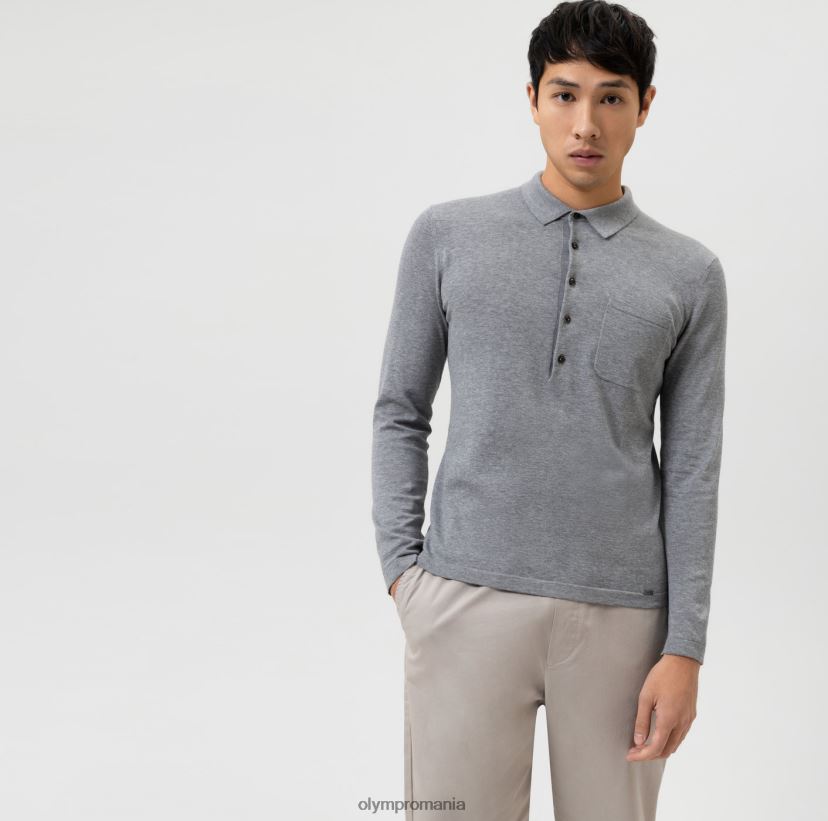 tricotaje nivel cinci body fit, guler polo, gri argintiu OLYMP îmbrăcăminte 4Z8LB61752