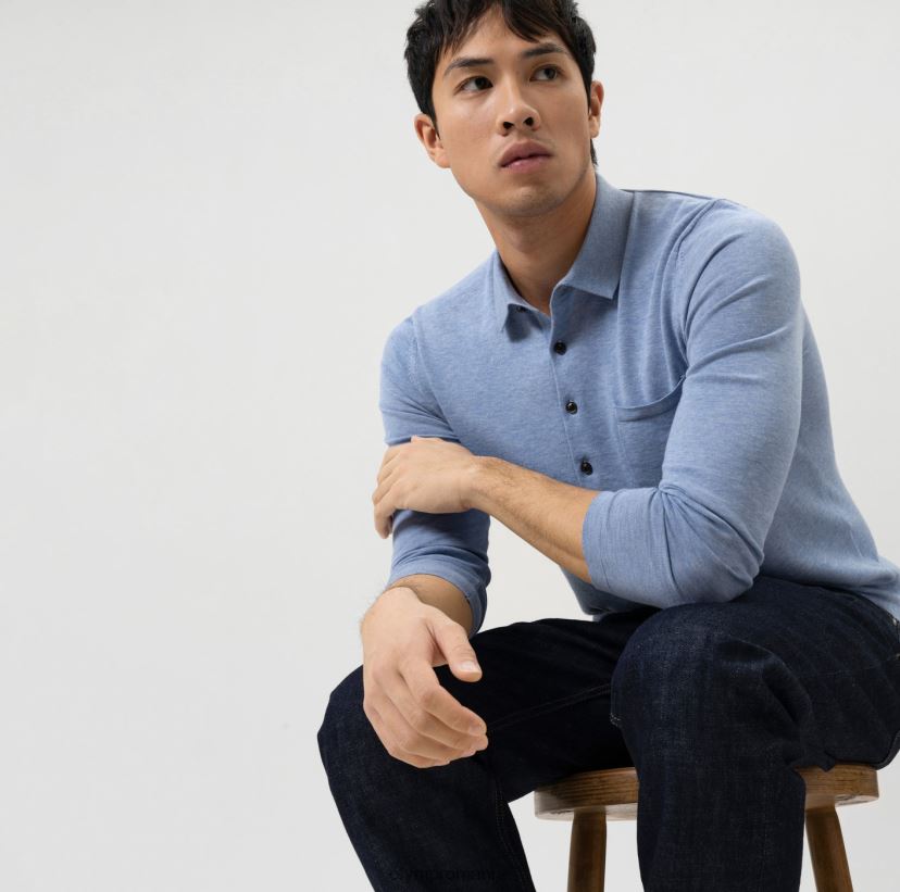 tricotaje nivel cinci body fit, guler polo, sky OLYMP îmbrăcăminte 4Z8LB61747