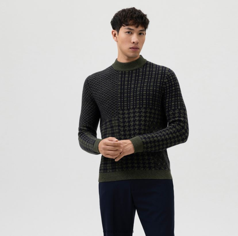 tricotaje nivel cinci potrivire pe corp, pulover cu guler ridicat, măsliniu OLYMP îmbrăcăminte 4Z8LB61858