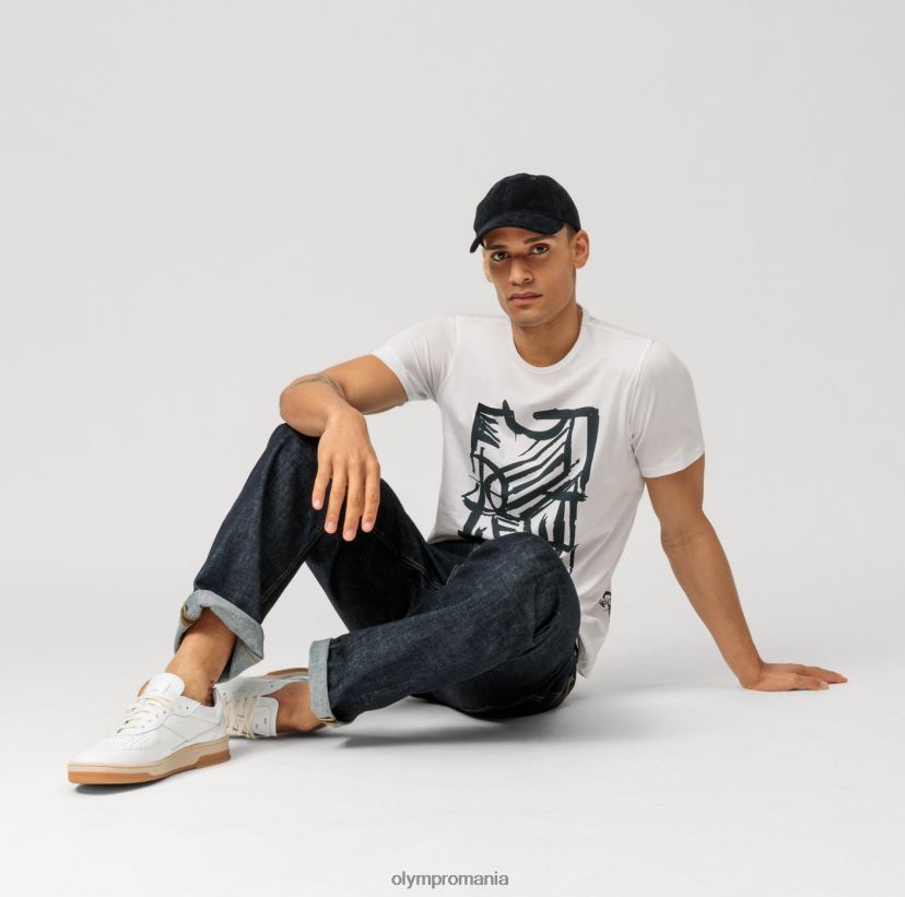 casual modern fit, tricou, alb OLYMP îmbrăcăminte 4Z8LB62019